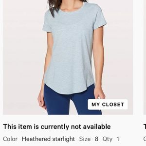 Lululemon Love T-shirt, size 8, light blue